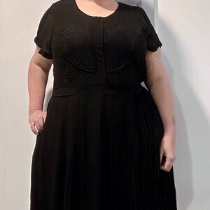 City Chic Pleat Allure Midi Dress Black Lace Occasion Size 20W NWT
